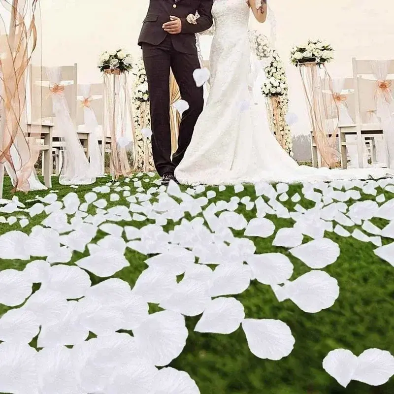 100 PCS Artificial Rose Petals Flowers White Silk Flower Rose Petal Celebration Wedding Party Ornament Valentine Day Favor Decor