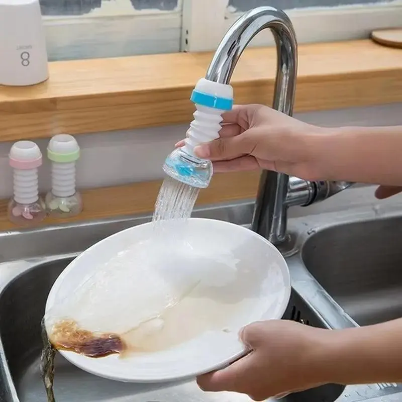 Kitchen Retractable Faucet Splash Proof Showerhead Tap Water Filter 360 ° Rotating Folding Faucet Extension Water-saving Device