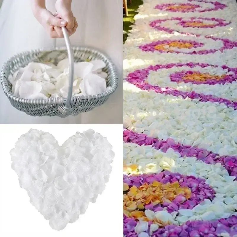 100 PCS Artificial Rose Petals Flowers White Silk Flower Rose Petal Celebration Wedding Party Ornament Valentine Day Favor Decor
