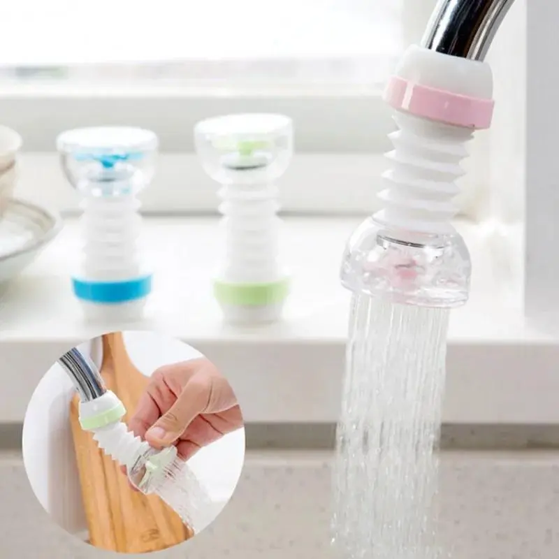 Kitchen Retractable Faucet Splash Proof Showerhead Tap Water Filter 360 ° Rotating Folding Faucet Extension Water-saving Device