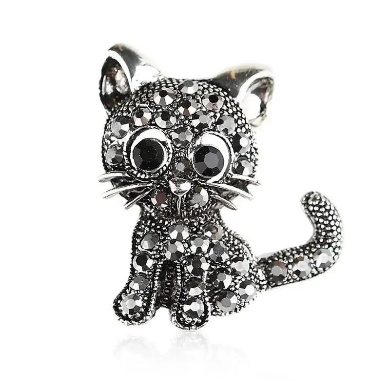 Creative Lovely Small Cat Brooches Pin Up Famale Jewelry Suitable Lady Suit Jacket Hats Clips Antique Silver Jewelry Home Decor
