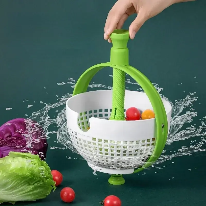 Household Rotating Drain Basket Rotating Drain Basket for Washing, Dehydrating, Draining and Draining Vegetables and Fruits