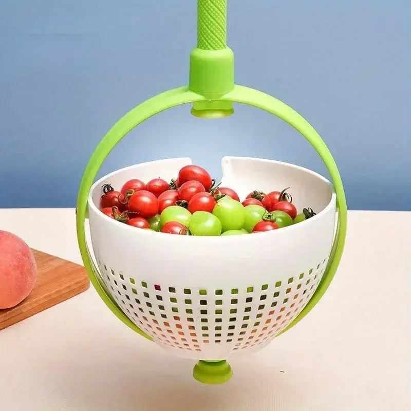 Household Rotating Drain Basket Rotating Drain Basket for Washing, Dehydrating, Draining and Draining Vegetables and Fruits