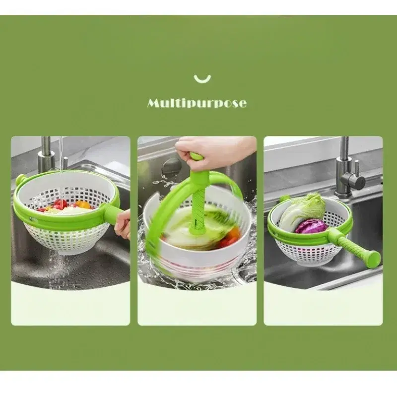 Household Rotating Drain Basket Rotating Drain Basket for Washing, Dehydrating, Draining and Draining Vegetables and Fruits