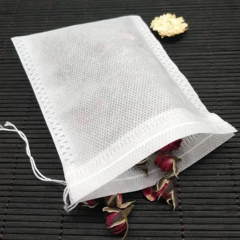 100 Pcs Empty Loose Tea Bag Scented Tea Bags Drawstring Pouch Bag Seal Filter For Herb Spice Household Accessories Supplies