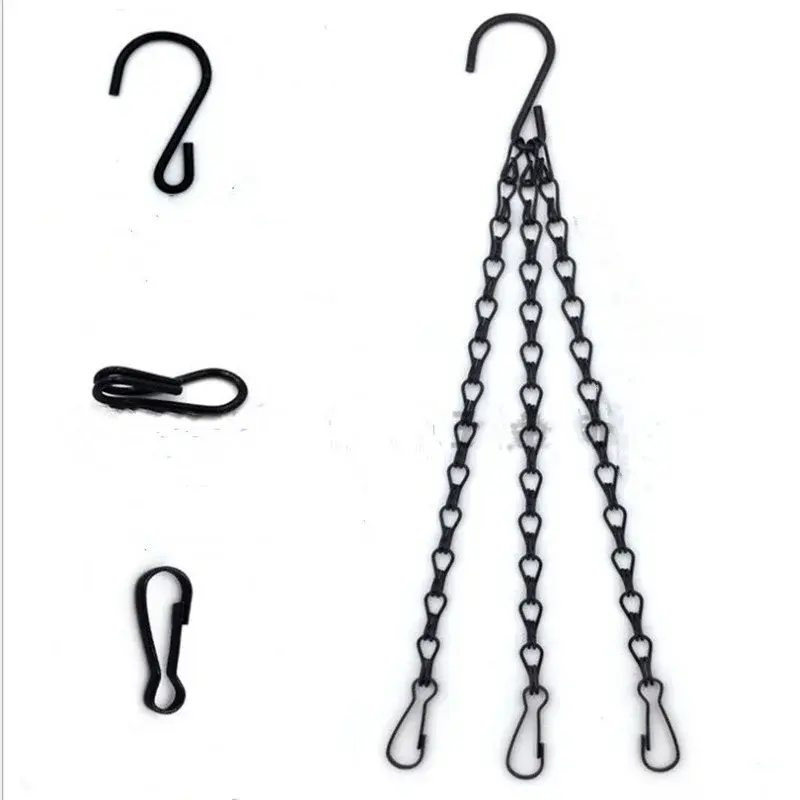 New 40cm Imitation Rattan Hanging Basket Flower Pot Hanging Chain 3 Hooks Plant Grow Basin Pot Basket Hanging Chain Home Garden