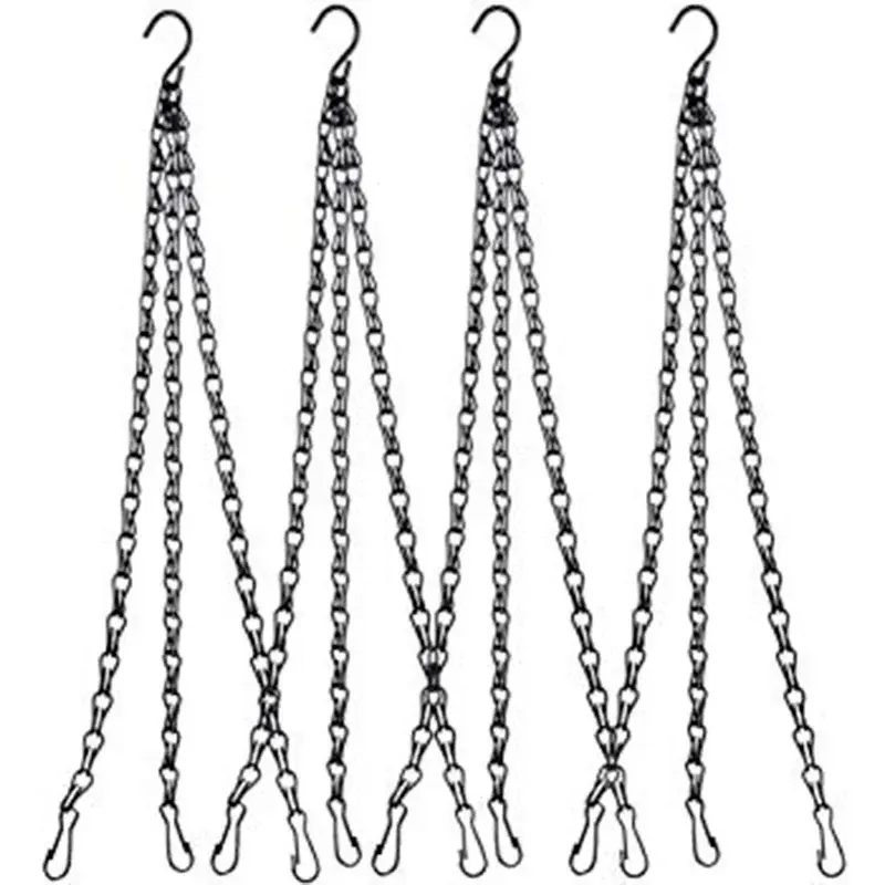 New 40cm Imitation Rattan Hanging Basket Flower Pot Hanging Chain 3 Hooks Plant Grow Basin Pot Basket Hanging Chain Home Garden