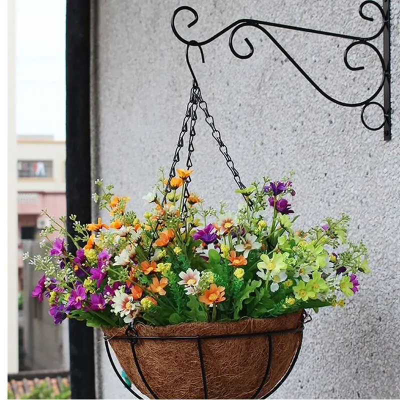 New 40cm Imitation Rattan Hanging Basket Flower Pot Hanging Chain 3 Hooks Plant Grow Basin Pot Basket Hanging Chain Home Garden