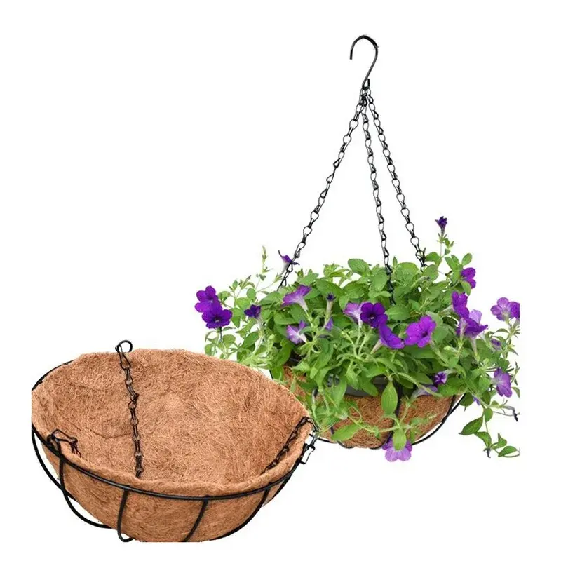 New 40cm Imitation Rattan Hanging Basket Flower Pot Hanging Chain 3 Hooks Plant Grow Basin Pot Basket Hanging Chain Home Garden