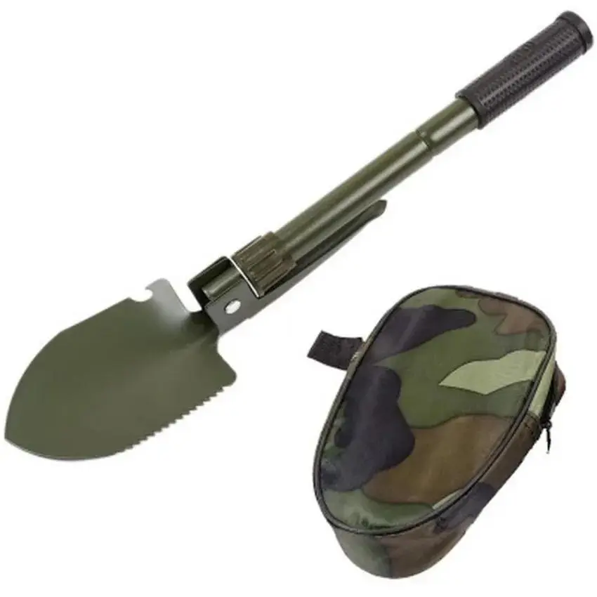 Outdoor Camping Shovel 4-in-1 Multi-purpose Military Portable Folding Survival Camping Spade Portable Garden Weeding Camp Tools
