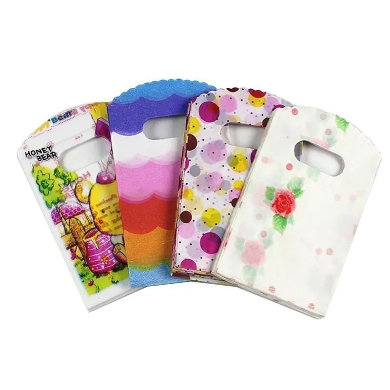 50 Pcs Pretty Mixed Pattern Plastic Gift Bag Shopping Bag Packaging Box Wedding Gift Box for Guests