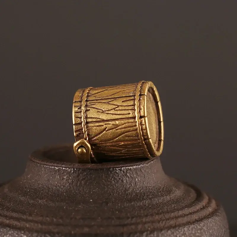 Creative Design Antique Small Copperware Buddha Tea Mini Bucket Set Copper Teacup Brass Keychain Pendant Home Decor Crafts Gift