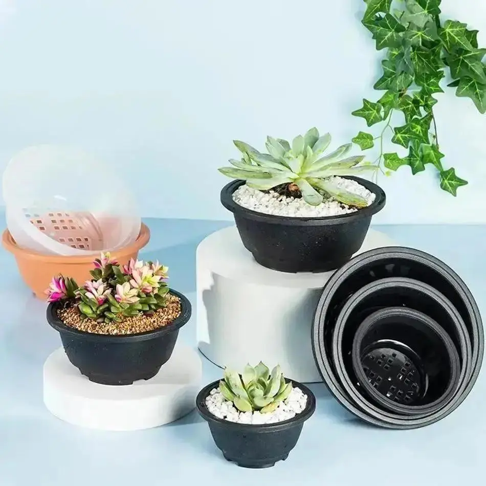 Useful 1 Pcs Balcony Large Flower Basket New Succulent Pot Plastic Round Succulent Flower Pot Dwarf Pot Horticultural Flowerpot