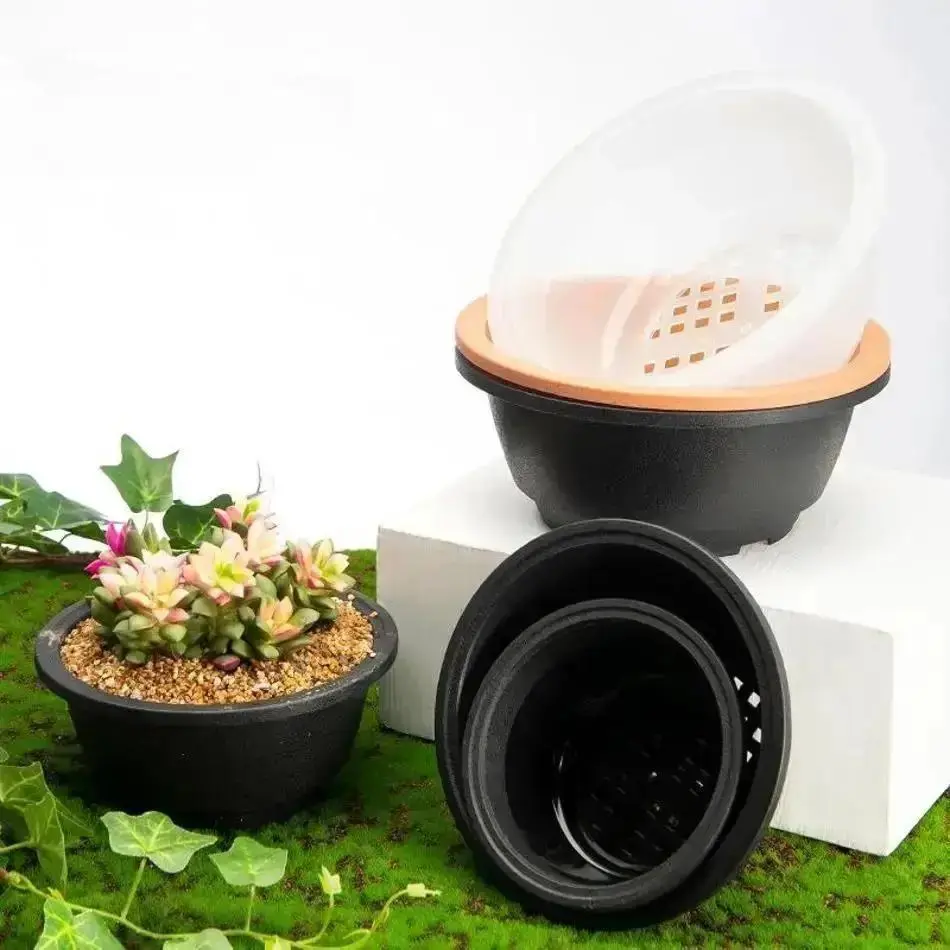 Useful 1 Pcs Balcony Large Flower Basket New Succulent Pot Plastic Round Succulent Flower Pot Dwarf Pot Horticultural Flowerpot