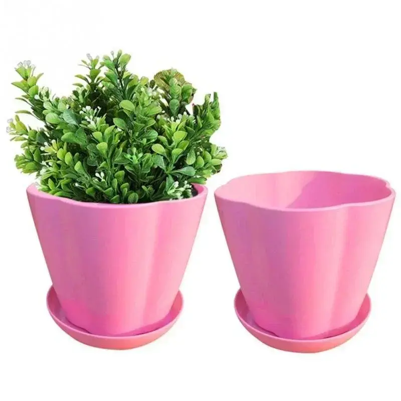 For Succulent Plants  (Random Color) 3 kinds of Sizes Flower Pots and Trays Plastic Pots Creative Small Pots