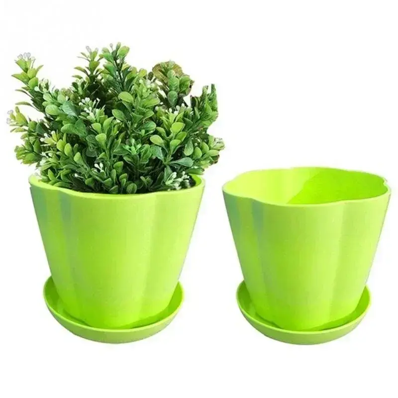 For Succulent Plants  (Random Color) 3 kinds of Sizes Flower Pots and Trays Plastic Pots Creative Small Pots