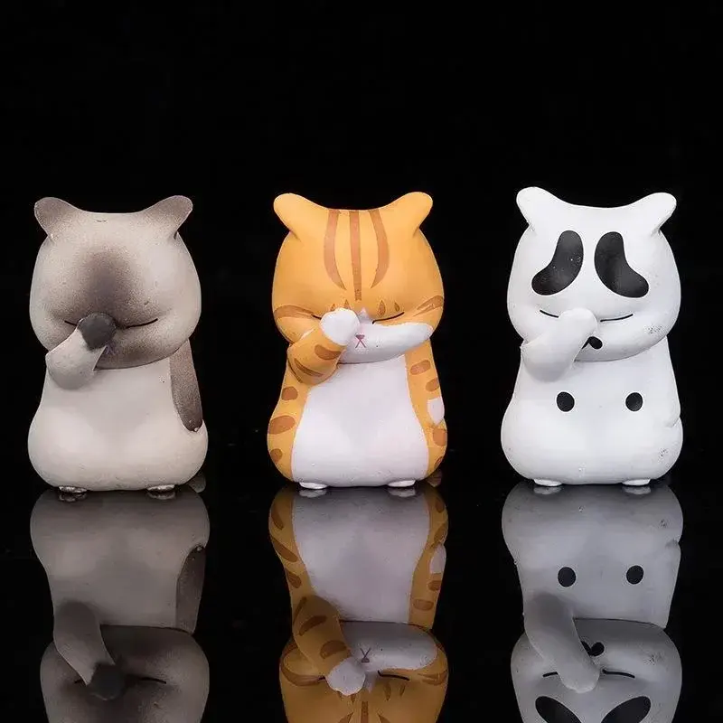 Pet Cat Cake Decoration Figurine Model Toys Kawaii Distressful Kitten Cat Figure Mini Animals Home Ornament Kid Xmas Gift