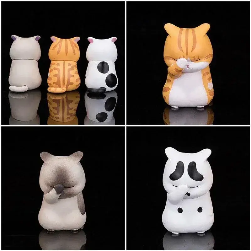 Pet Cat Cake Decoration Figurine Model Toys Kawaii Distressful Kitten Cat Figure Mini Animals Home Ornament Kid Xmas Gift