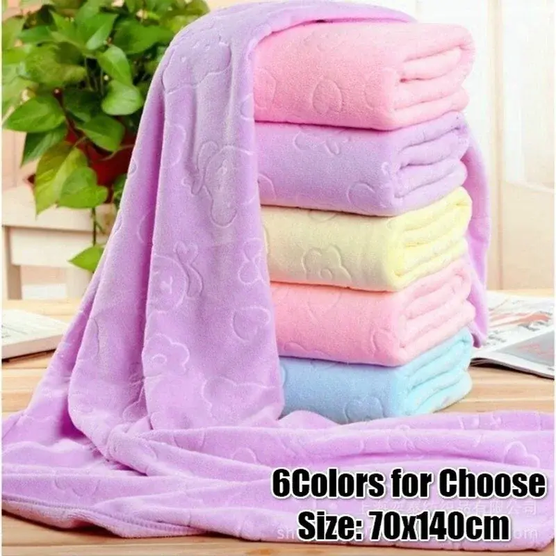 Microfiber Embossed Bear Bath Towel 70*140 Absorbent Thick Soft Embossed Bath Towel