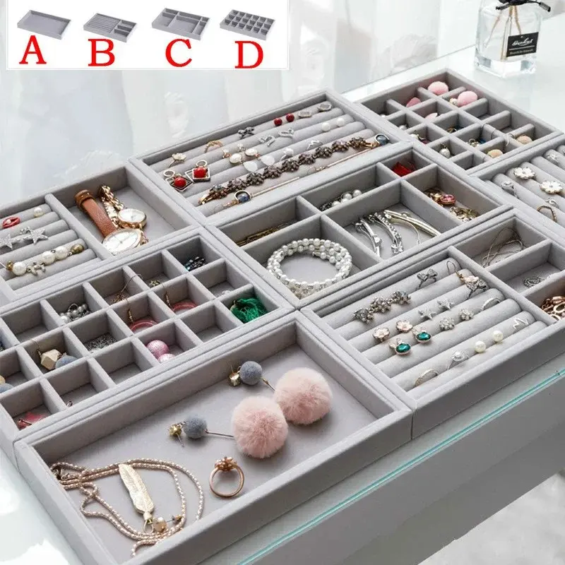 New Jewelry Organizer Jewelry Storage Tray Display Holder Ring Bracelet Necklace Storage Box Showcase Drawer Organizer Trays