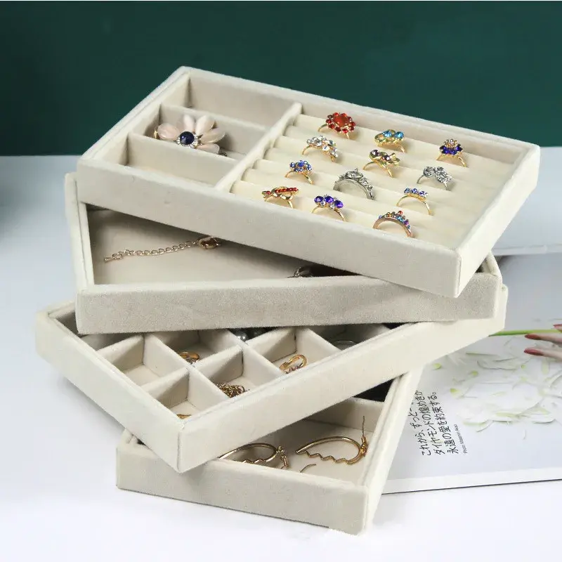New Jewelry Organizer Jewelry Storage Tray Display Holder Ring Bracelet Necklace Storage Box Showcase Drawer Organizer Trays