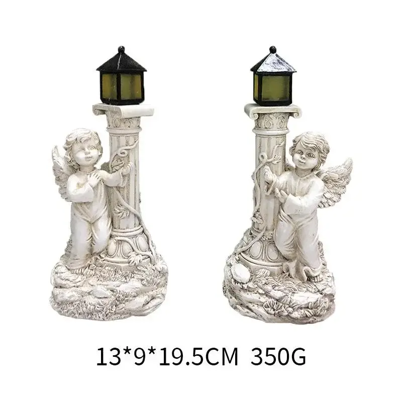 Solar Light European Roman Column Angel Sculpture Outdoor Garden Courtyard Home Decoration Resin Crafts Home Decorations