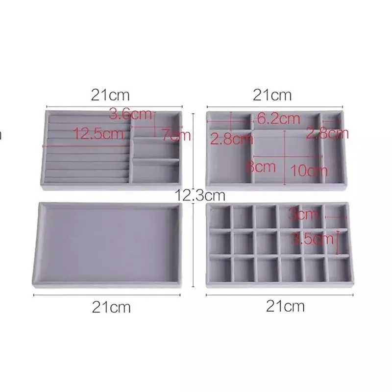 New Jewelry Organizer Jewelry Storage Tray Display Holder Ring Bracelet Necklace Storage Box Showcase Drawer Organizer Trays