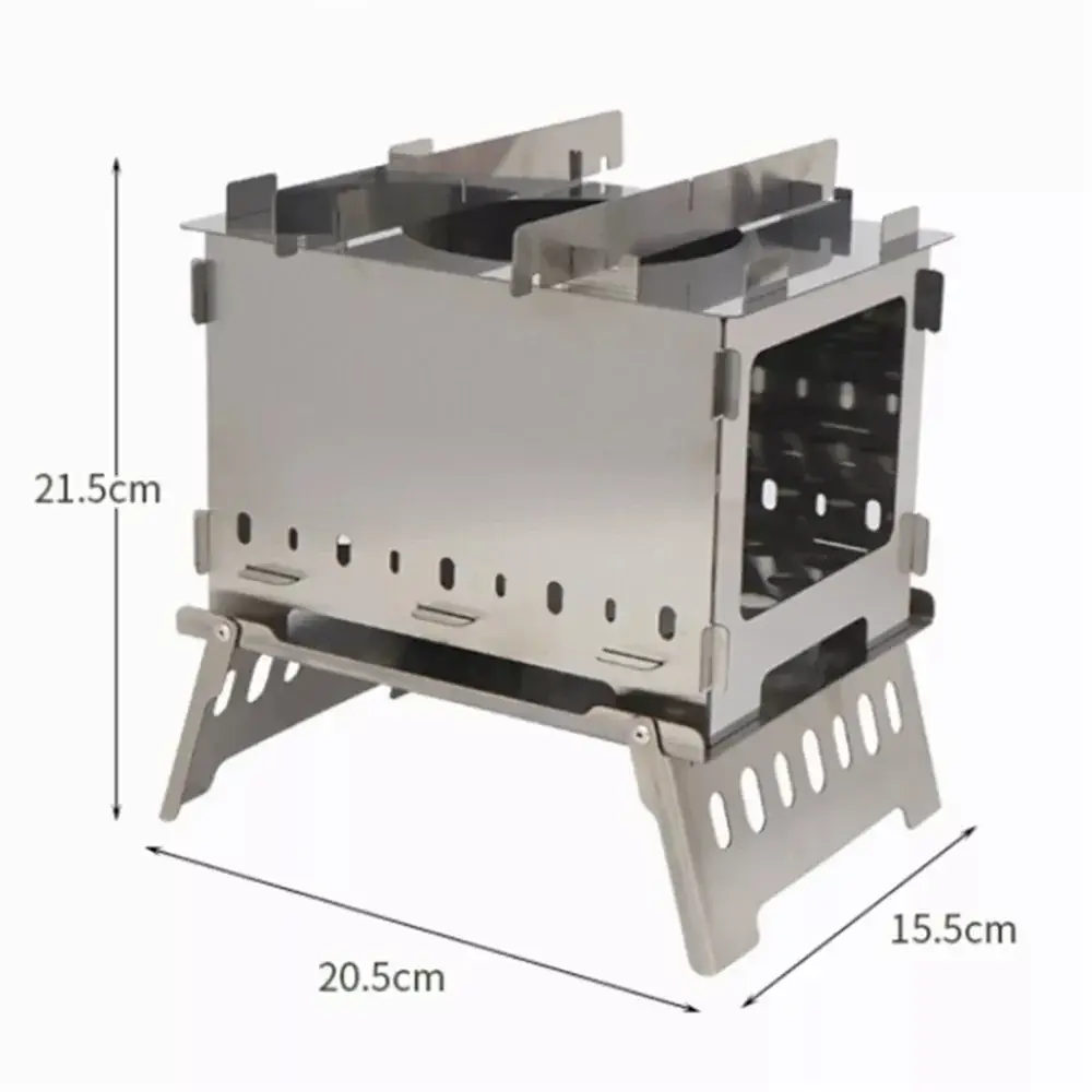 Portable Camping Tent Stove Outdoor Wood Fire Heater Quick Assembly Backpacking Hiking Stainless Steel Burning Stove Camping