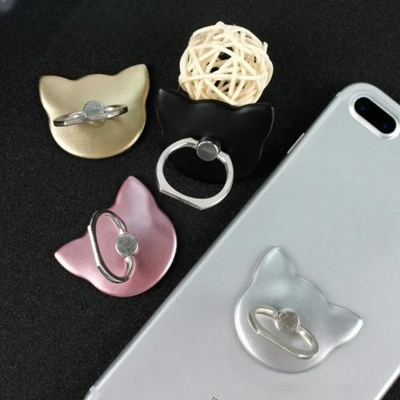 5 Pack Cat Shaped Phone Holder 360 Degree Metal Ring Holder Luxury Women Phone Holder Random Color