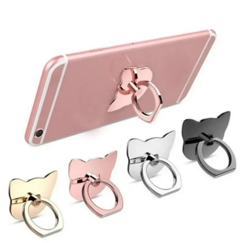 5 Pack Cat Shaped Phone Holder 360 Degree Metal Ring Holder Luxury Women Phone Holder Random Color