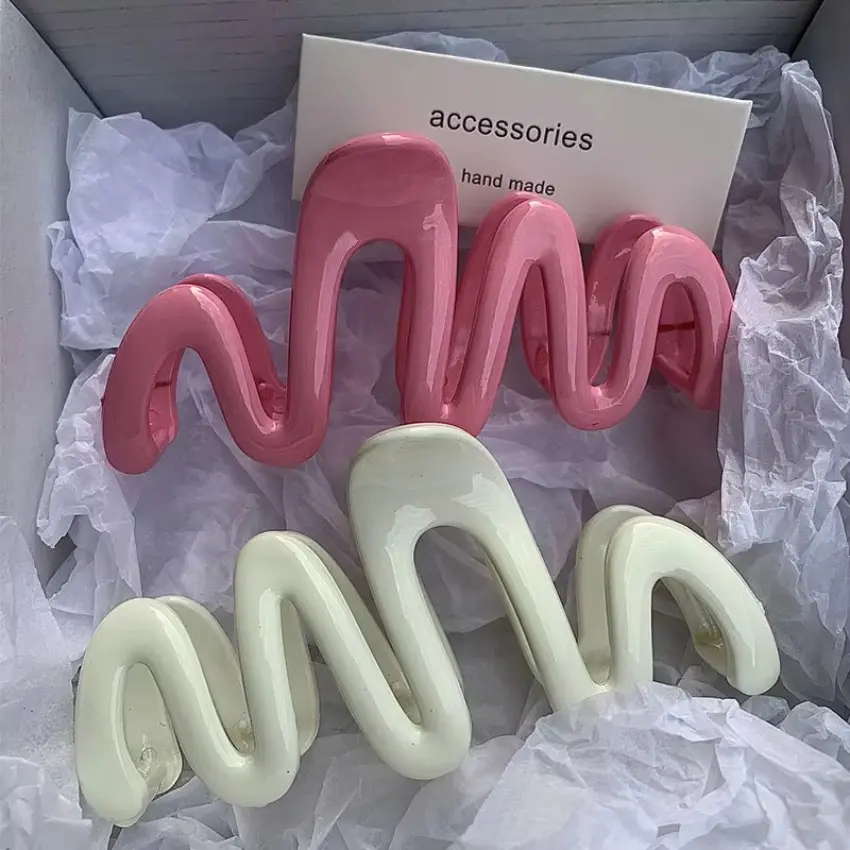 1Pc Multiple Colors Jelly Wave Hair Claw Hairpin Girls Pretty Sweet Women's Headwear Fashion Irregular Elegant Headwear Gifts