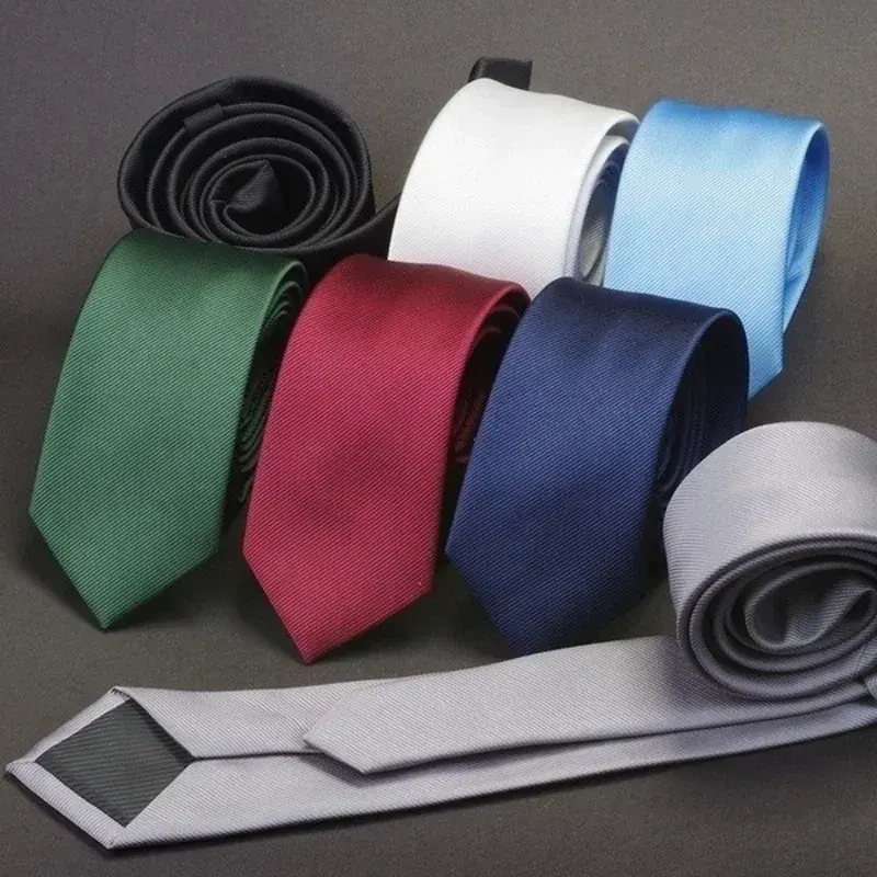 New Men Solid Color Narrow Edition Smooth Tie For Men's New Product Formal Polyester Casual Hand Tie Wedding Suits Creative Gift