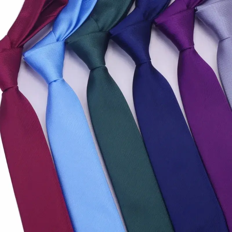 New Men Solid Color Narrow Edition Smooth Tie For Men's New Product Formal Polyester Casual Hand Tie Wedding Suits Creative Gift