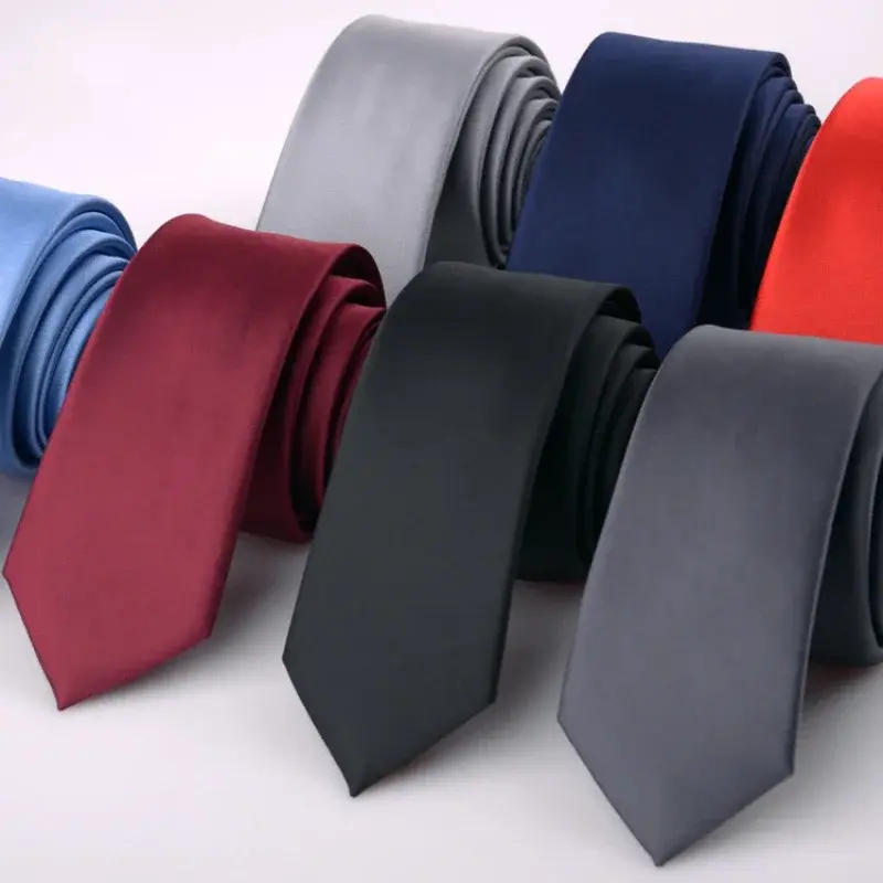 New Men Solid Color Narrow Edition Smooth Tie For Men's New Product Formal Polyester Casual Hand Tie Wedding Suits Creative Gift