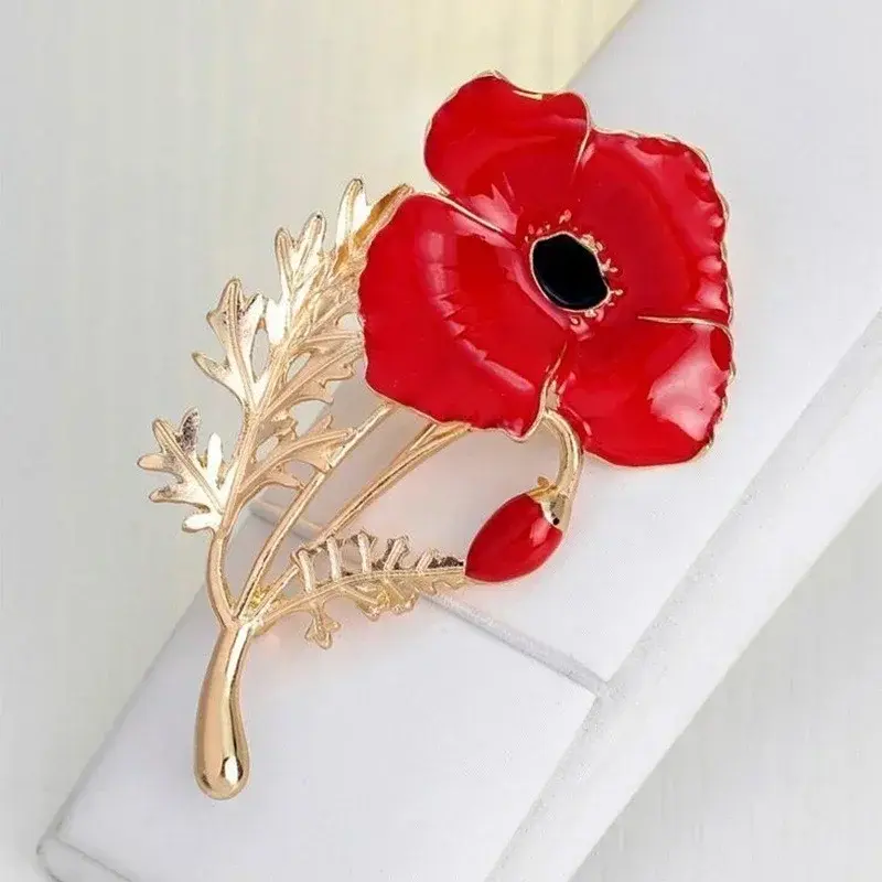 New Women Summer Fashion Red Flower Pearl Peony Brooches Corsage Jewelry Luxury Temperament Mother's Day Gift Fashion Accessory
