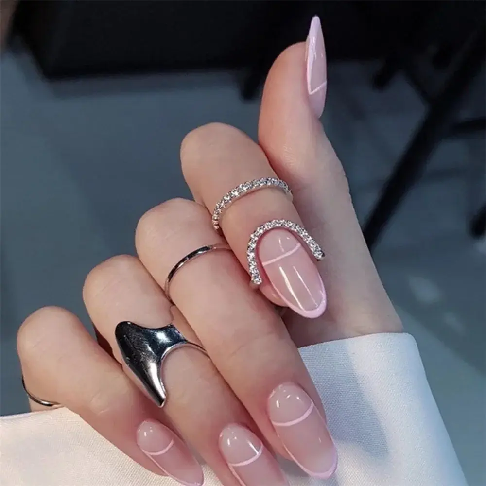 New Fashion Jewelry Metal Line Thin Nail Bling Rings For Women Girls Daily Fingertip Protective Cover Gold / Silver
