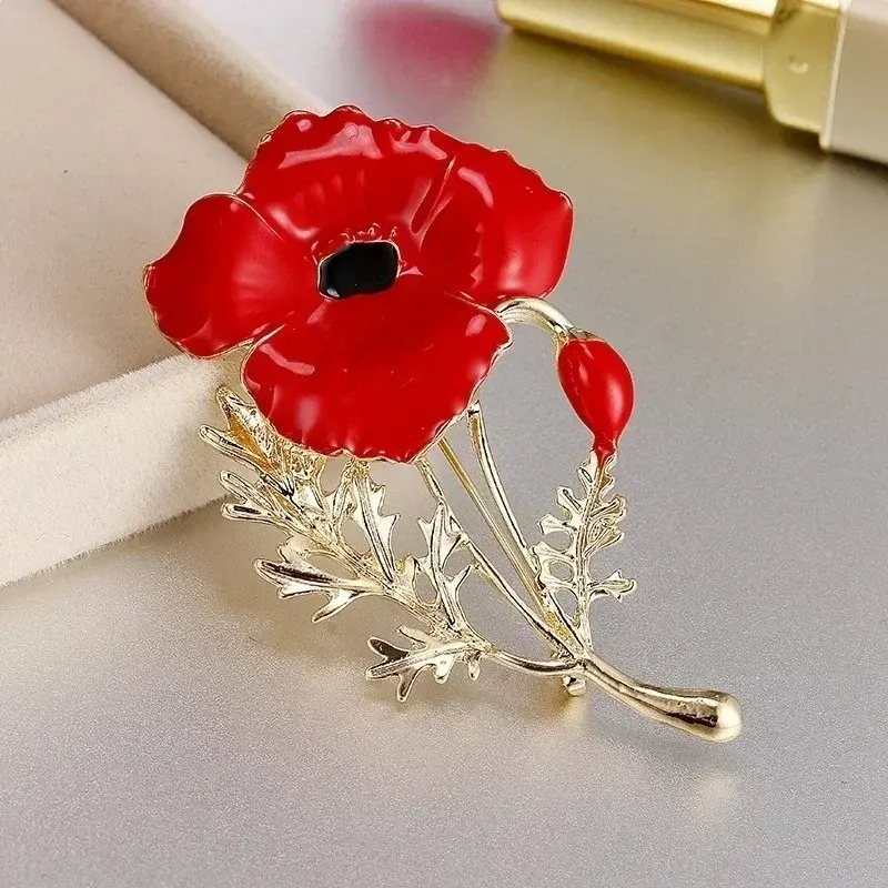 New Women Summer Fashion Red Flower Pearl Peony Brooches Corsage Jewelry Luxury Temperament Mother's Day Gift Fashion Accessory