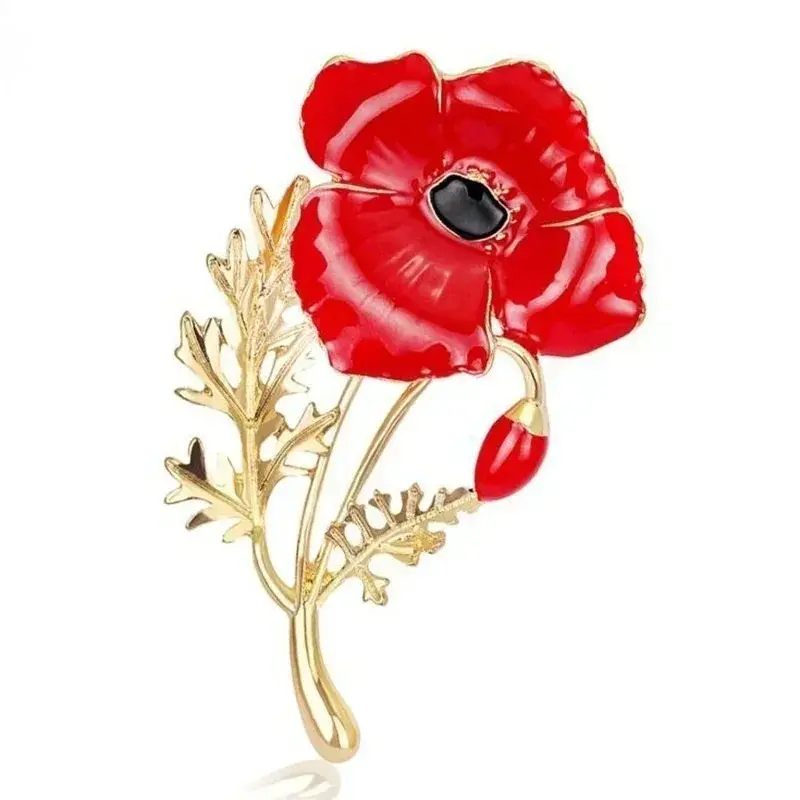 New Women Summer Fashion Red Flower Pearl Peony Brooches Corsage Jewelry Luxury Temperament Mother's Day Gift Fashion Accessory