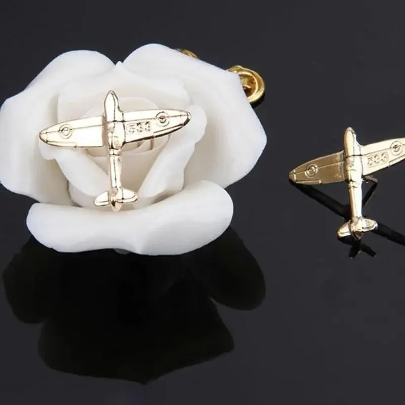 1 Pair Aircraft Double Aircraft Metal Brooch Button Pin Shirt Jacket Collar Lapel Pin Fashion Jewelry Brooch Unisex