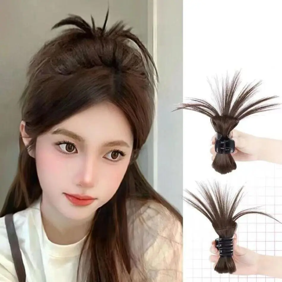 1 Pcs 25 CM Claw Updo Chicken Feather Shuttlecock Head Hairpiece Synthetic Hair Extension Straight Bun