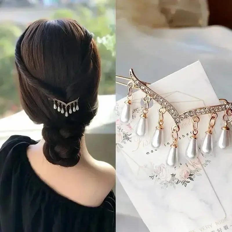 1 Pcs Pearl Pendant Tassel Hair Accessory Luxury Geometry Jewelry Fashion Sexy Hair Clips Ladies Pearl Jewels Pretty Hair Decor