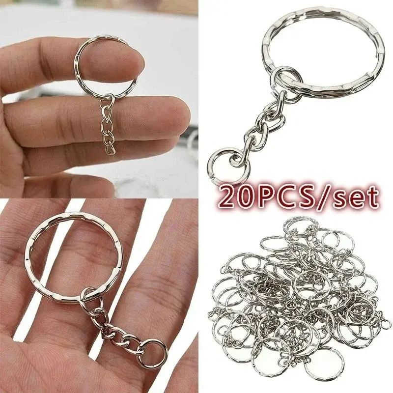 Link Rings DIY Key Chains Keyring 20Pcs Key rings Keychain with Split Ring Metal Blank Keyfob Key Pendant Charms Holder