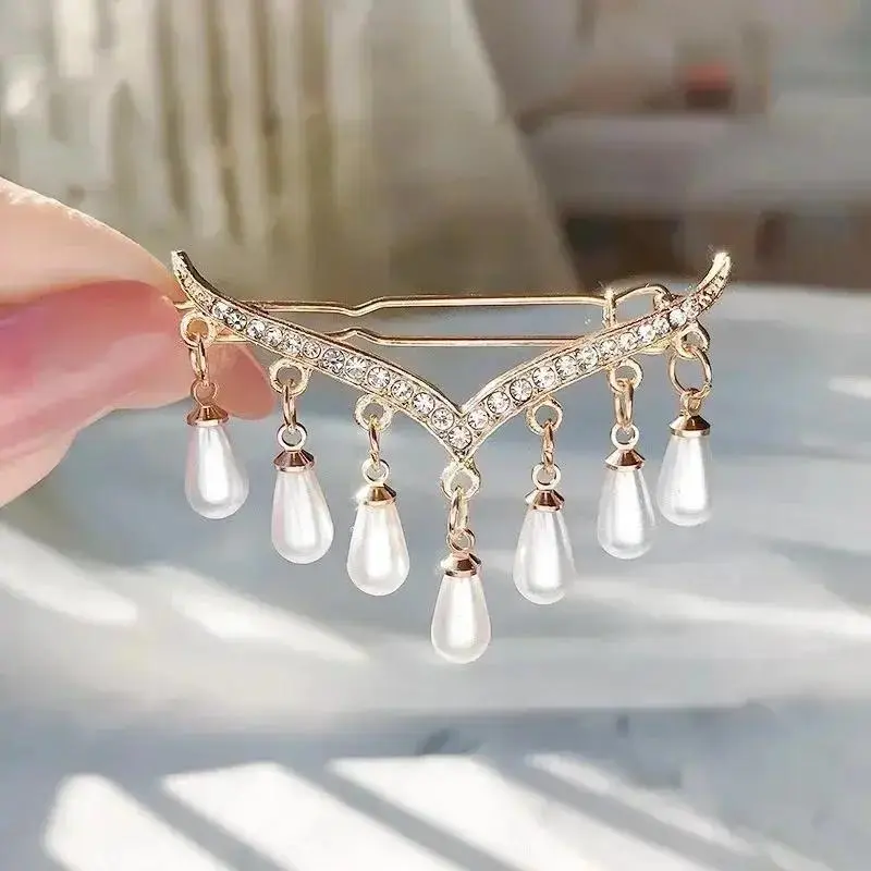 1 Pcs Pearl Pendant Tassel Hair Accessory Luxury Geometry Jewelry Fashion Sexy Hair Clips Ladies Pearl Jewels Pretty Hair Decor