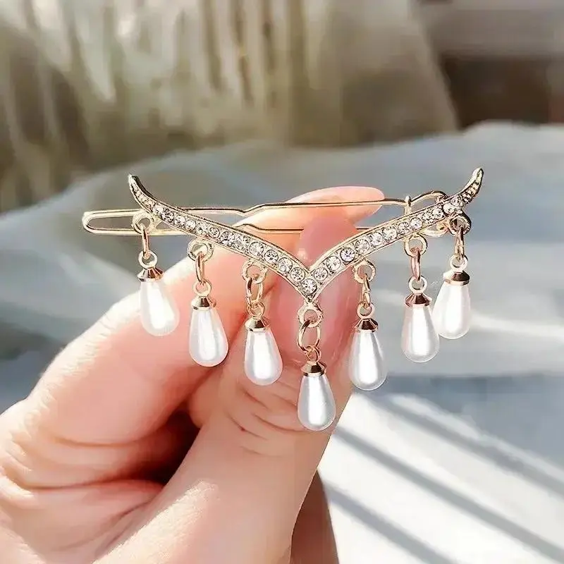1 Pcs Pearl Pendant Tassel Hair Accessory Luxury Geometry Jewelry Fashion Sexy Hair Clips Ladies Pearl Jewels Pretty Hair Decor