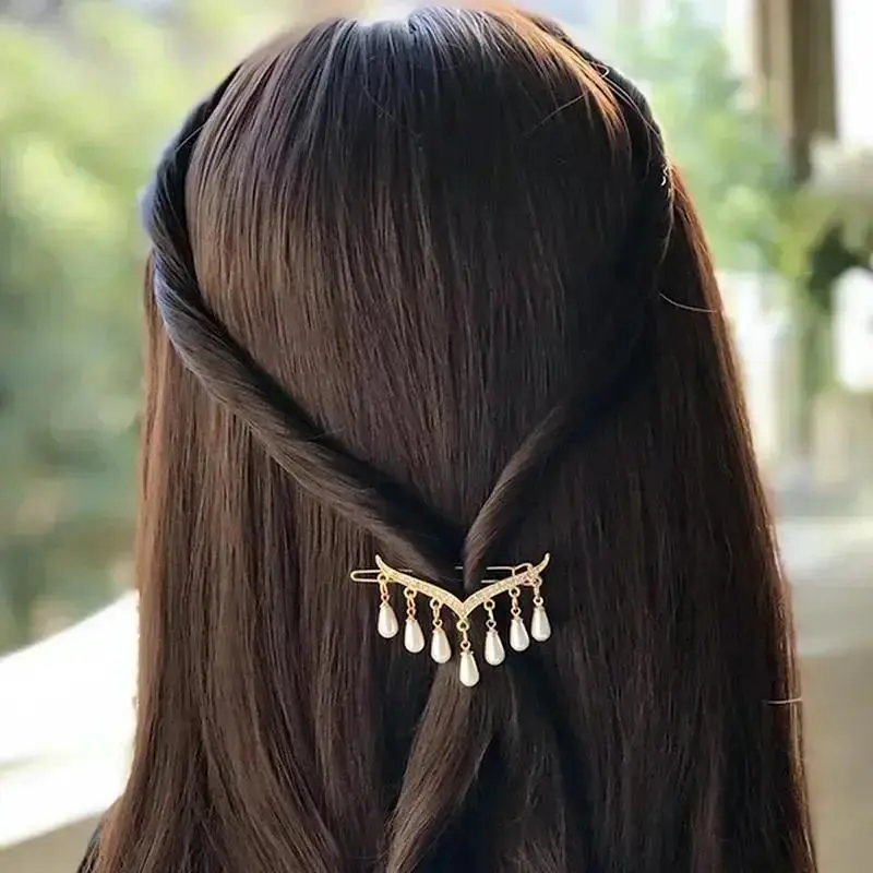 1 Pcs Pearl Pendant Tassel Hair Accessory Luxury Geometry Jewelry Fashion Sexy Hair Clips Ladies Pearl Jewels Pretty Hair Decor