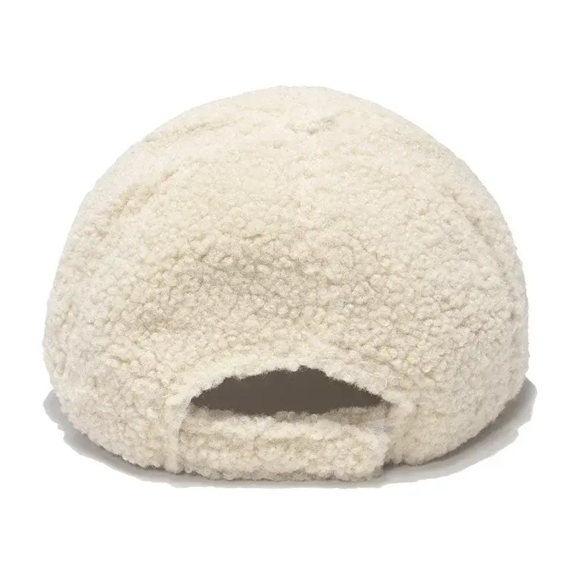 New Fashion Design Lamb Fur Hats Lady Autumn Winter Korean Version Letter Warm Visor Cap Plush Baseball Caps Winter Baseball Cap