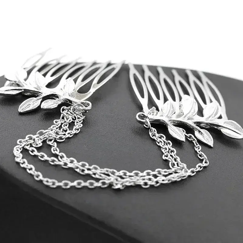 Fashion Sliver Jewelry Tassel Leaf Comb Cuff Chain Hair Clip Headwear Ladies Headband Jewelry Accessories Girl Brithday Gifts