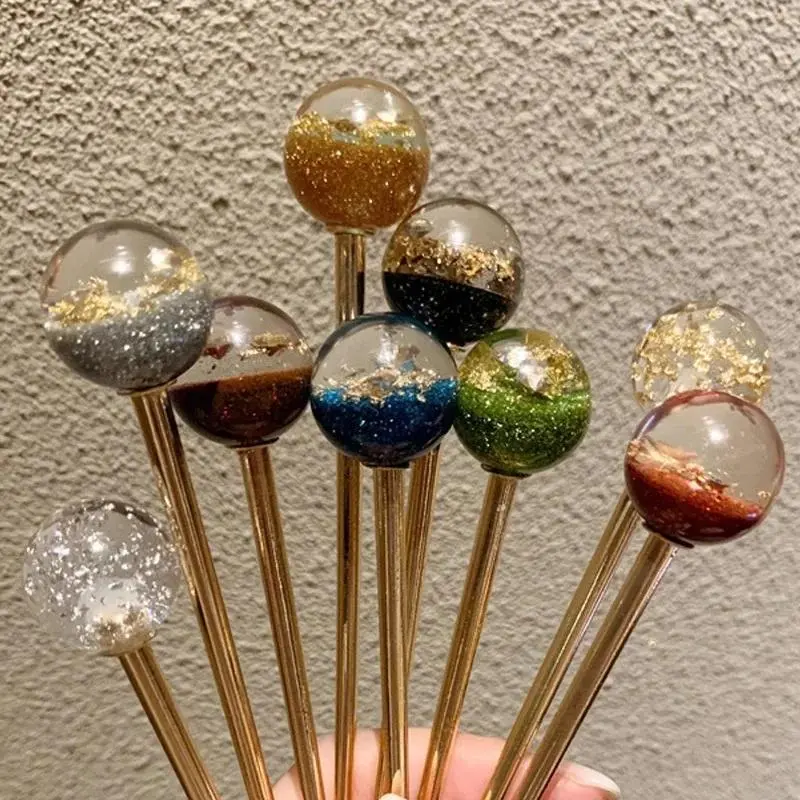New Sparkling Starry Sky Hairpin Simple Temperament Gold Foil Lollipop Hairpin Elegant Hair Accessories Girls Jewelry Headwear