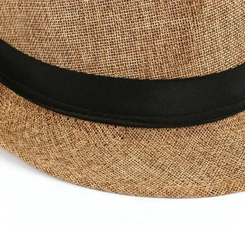 Versatile Casual Sunshade Four Seasons Hats Gifts Men's Fashion Top Hat Cotton Linen Solid Jazz Hat Men's English Gentleman Hat