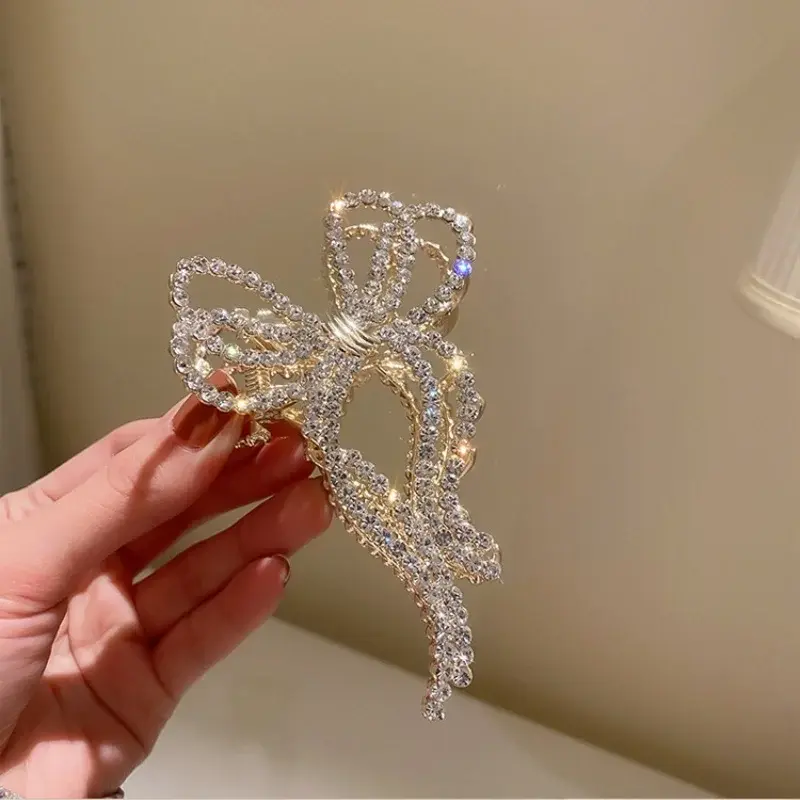 Pearl Hair Claw Set Clip Women Pearl Bow Hairpins Metal Hair Accessory Geometric Hollow Pincer Barrette Crystal Clip Big Decor